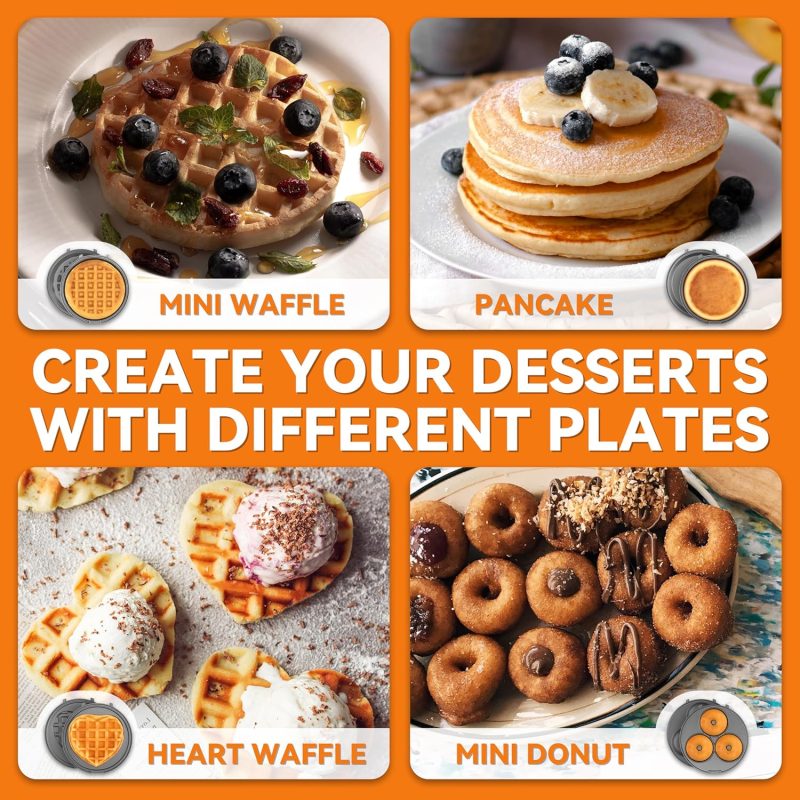 Baker'S Friend 4 In 1 Waffle Maker Set: Mini Doughnut & Waffle Maker - Image 2