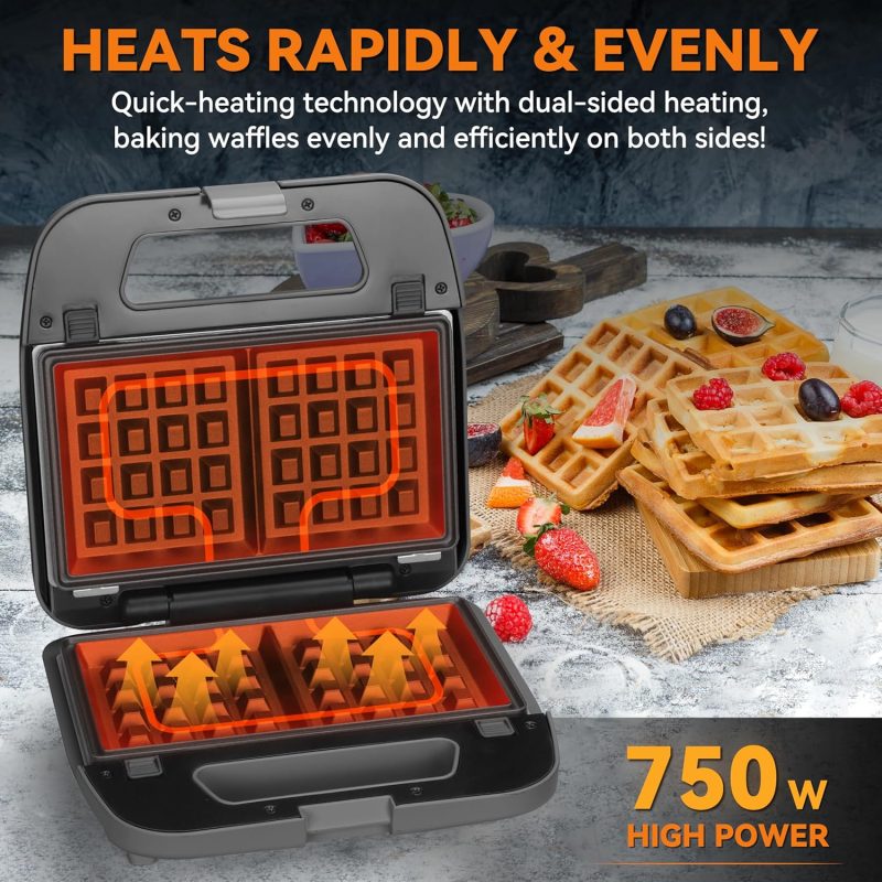 Baker’S Friend 3 In 1 Mini Waffle Maker With Removable Plates - Image 3