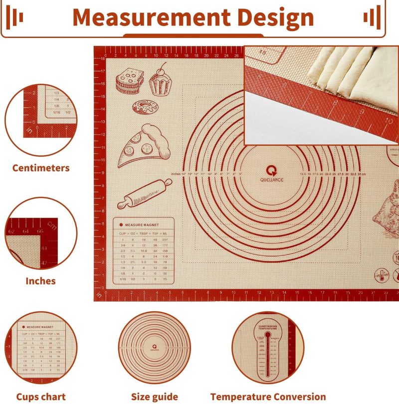 Silicone Baking Pastry Dough Mat - 28X20Inch Extra Large Cookie Bread Rolling Mats Sheet - Image 2