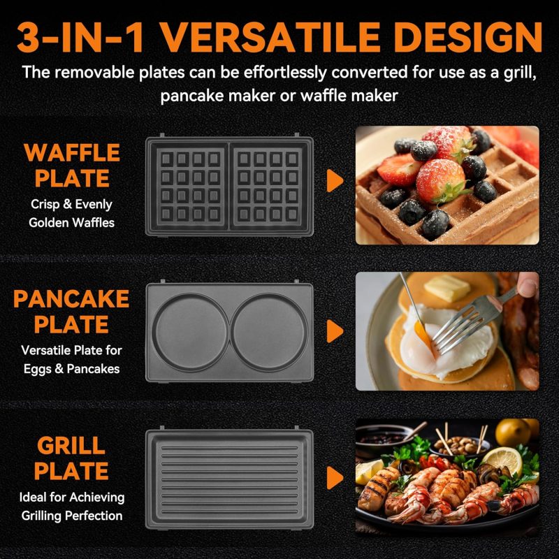Baker’S Friend 3 In 1 Mini Waffle Maker With Removable Plates - Image 4