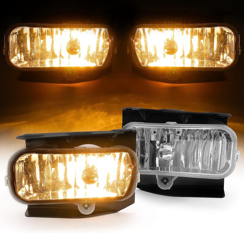 Hecasa Fog Light Assembly Compatible With 1999-2004 Ford F-150 F-250 Expedition Heritage Replacement For Fo2591105 W/Halogen Bulb Fog Lamps Clear Lens Driver & Passenger Side - Image 2