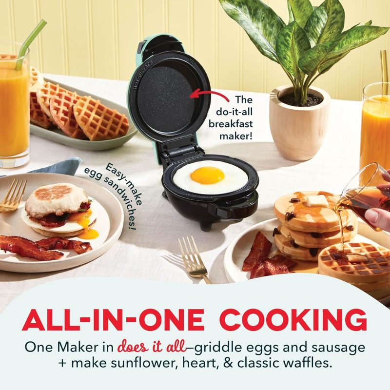 Dash Multimaker Mini System - Waffle Maker With Six 4” Removable Plates & Storage Case: Waffle Iron & Griddle - Image 4