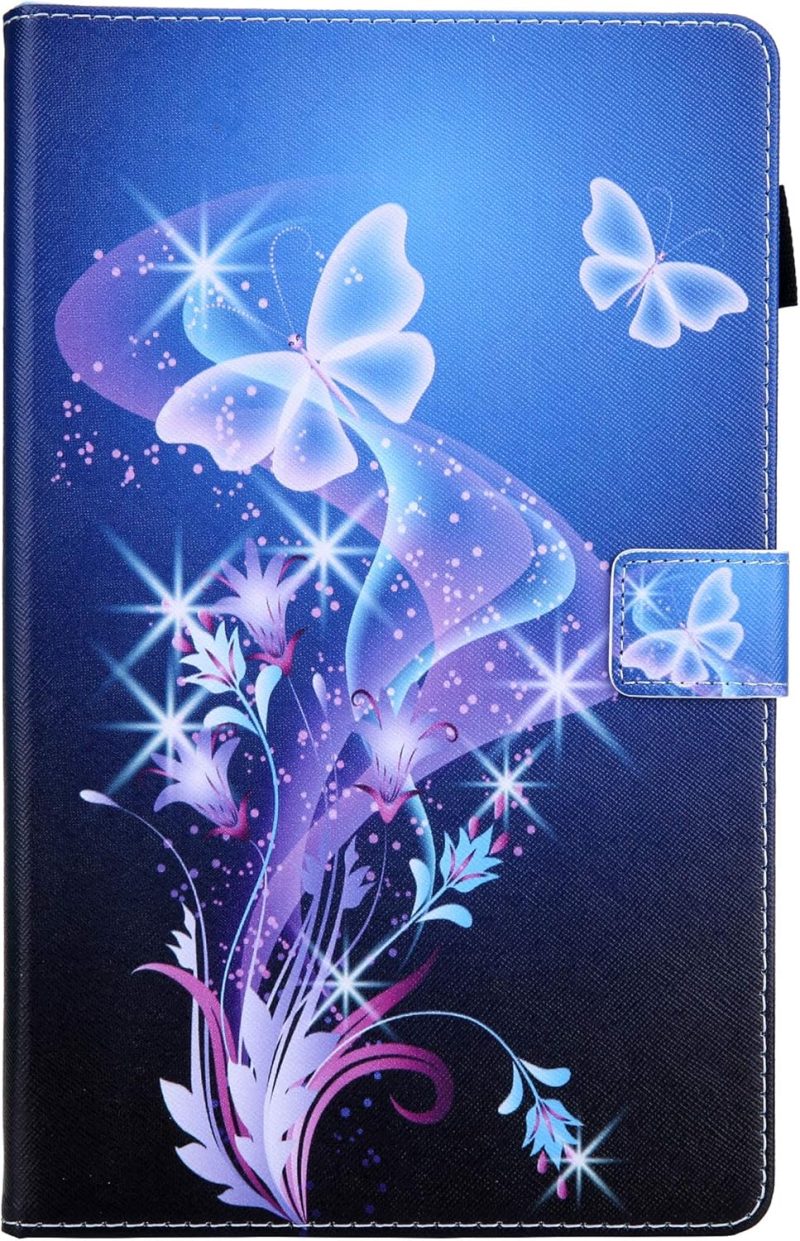 2019 for Samsung Galaxy Tab A 10.1 inch Case 2019 Model (SM-T510/T515/T517) with Stand/Pencil Holder/Card Slots/Magnetic Folio Slim PU Leather Soft TPU Back Shockproof Cover Purple Butterfly - Image 3