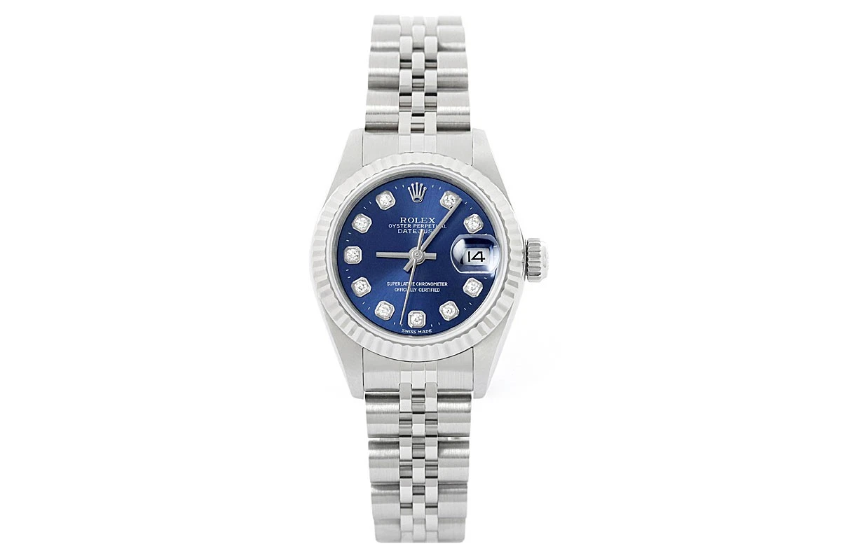 Rolex_1 Rolex Ladies Datejust 69174: Blue Diamond Dial, 18K Gold & Steel Jubilee Watch - Image 1